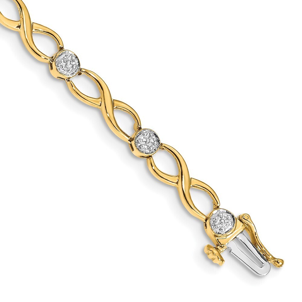 14k Yellow Gold Diamond Infinity Bracelet